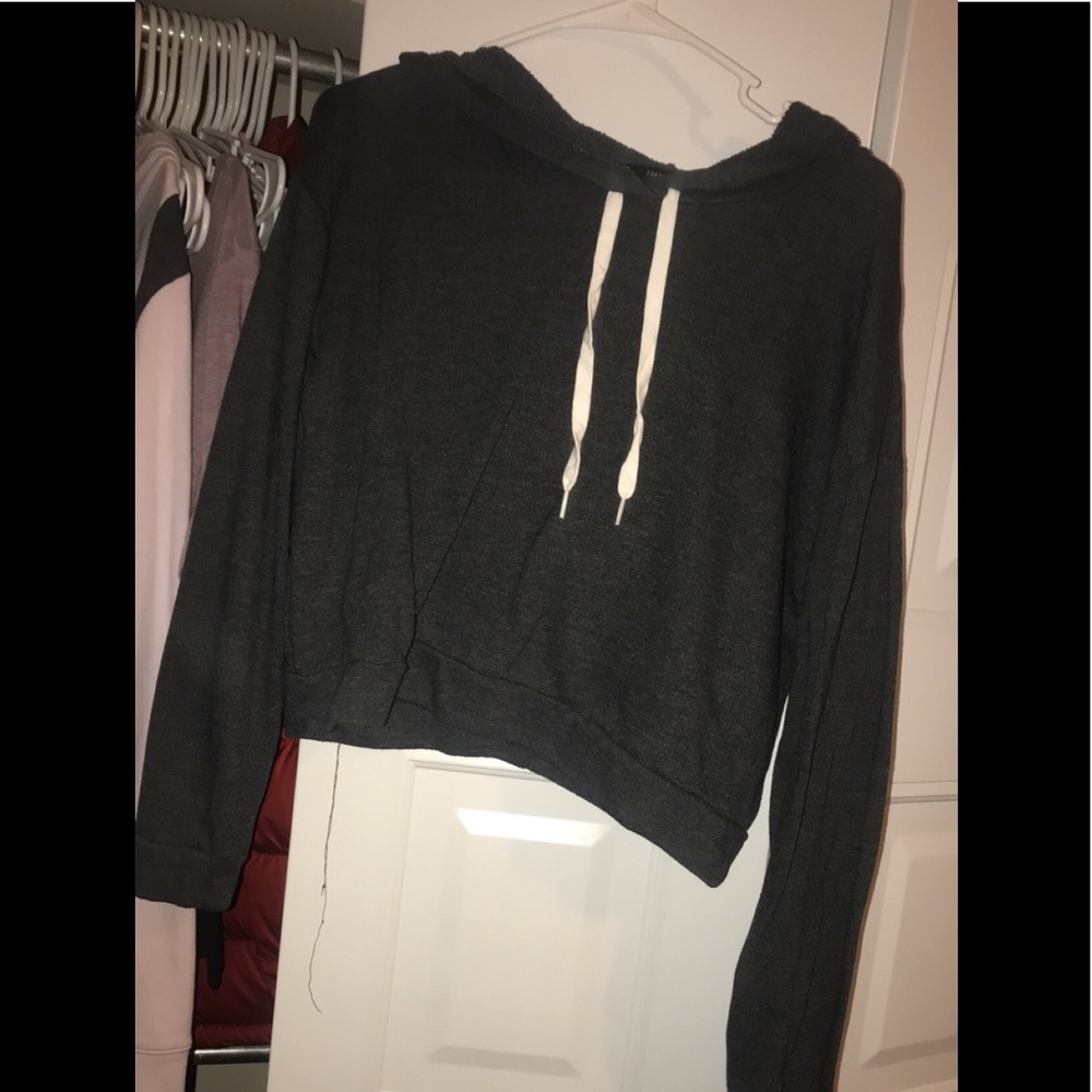 Cropped dark gray never worn hoodie
